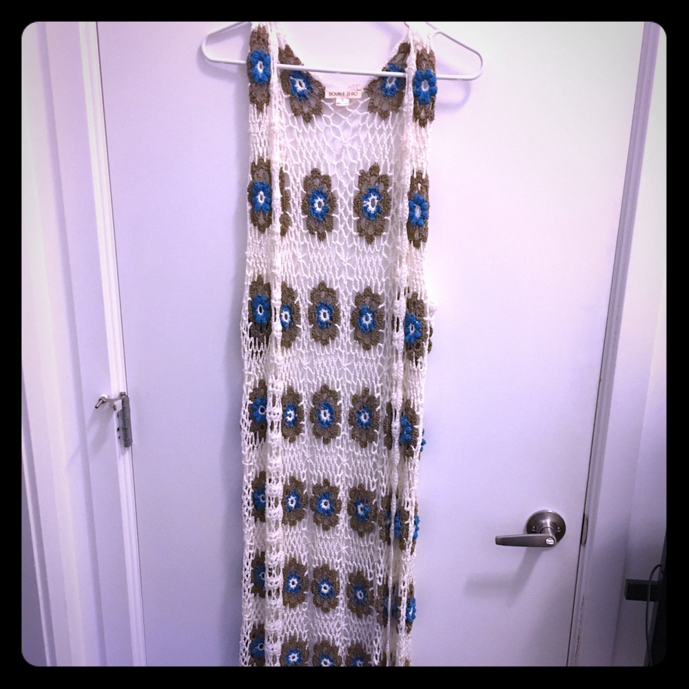 Long Flower Crochet Cardigan